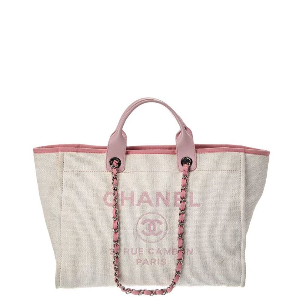 Chanel White Monogram Canvas Deauville Tote (Authentic Pre-Loved)